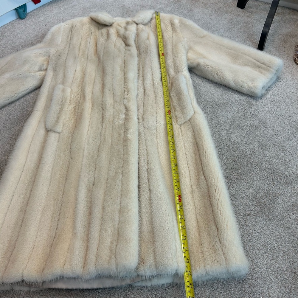 Cream mink long fur coat vintage - Picture 9 of 11